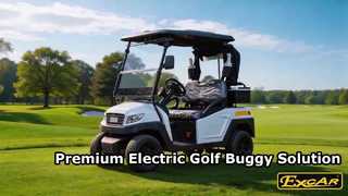 M1S2 백색 EXCAR 2 Seater PC 바람막이 유리 진열장을 가진 작은 전기 2 륜 마차 골프 카트